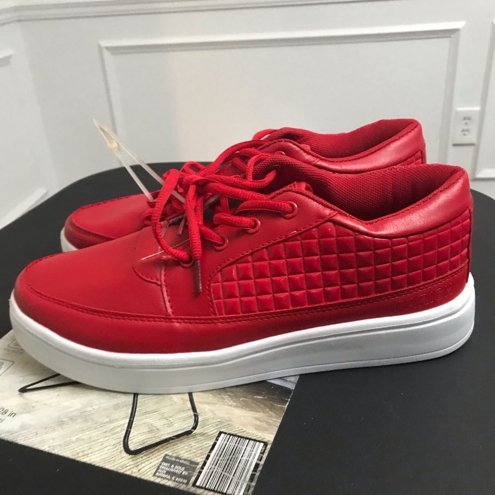 RED PARISH NATION MEN’S SNEAKERS. COMFORTABLE CASUAL WEAR. SIZE: 7.5. LIKE NEW